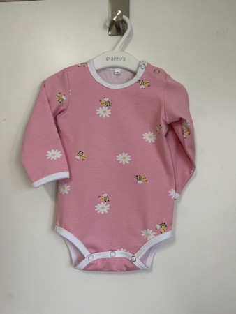 Body rosa med humlor storlek 62 och 68, 215:-